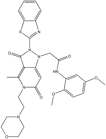 2-(2-(BENZO[D]THIAZOL-2-YL)-4-METHYL-5-(2-MORPHOLINOETHYL)-3,6-DIOXO-2,3,5,6-TETRAHYDROPYRAZOLO[4,3-C]PYRIDIN-1-YL)-N-(2,5-DIMETHOXYPHENYL)ACETAMIDE Struktur