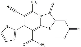 METHYL [5-AMINO-8-(AMINOCARBONYL)-6-CYANO-3-OXO-7-THIEN-2-YL-2,3-DIHYDRO-7H-[1,3]THIAZOLO[3,2-A]PYRIDIN-2-YL]ACETATE Struktur