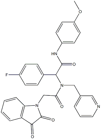 2-(2,3-DIOXOINDOLIN-1-YL)-N-(1-(4-FLUOROPHENYL)-2-(4-METHOXYPHENYLAMINO)-2-OXOETHYL)-N-(PYRIDIN-3-YLMETHYL)ACETAMIDE Struktur