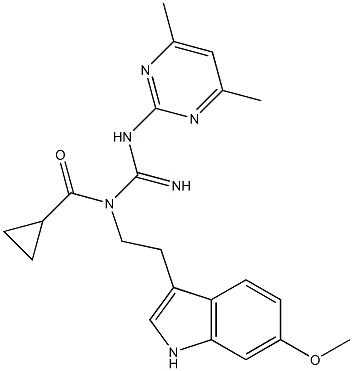 N'-(CYCLOPROPYLCARBONYL)-N-(4,6-DIMETHYL-2-PYRIMIDINYL)-N'-[2-(6-METHOXY-1H-INDOL-3-YL)ETHYL]GUANIDINE Struktur