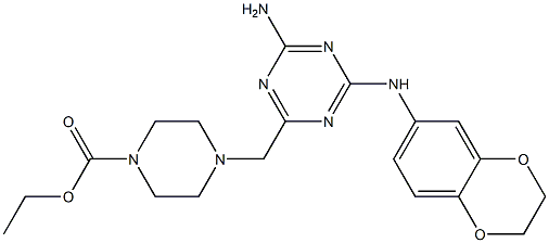 ETHYL 4-{[4-AMINO-6-(2,3-DIHYDRO-1,4-BENZODIOXIN-6-YLAMINO)-1,3,5-TRIAZIN-2-YL]METHYL}-1-PIPERAZINECARBOXYLATE Struktur