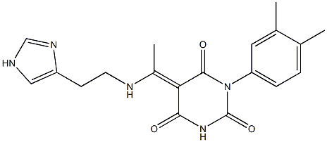 (5E)-1-(3,4-DIMETHYLPHENYL)-5-(1-{[2-(1H-IMIDAZOL-4-YL)ETHYL]AMINO}ETHYLIDENE)PYRIMIDINE-2,4,6(1H,3H,5H)-TRIONE Struktur