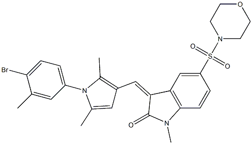 (Z)-3-((1-(4-BROMO-3-METHYLPHENYL)-2,5-DIMETHYL-1H-PYRROL-3-YL)METHYLENE)-1-METHYL-5-(MORPHOLINOSULFONYL)INDOLIN-2-ONE Struktur