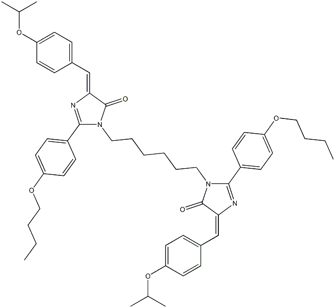 (Z)-2-(4-BUTOXYPHENYL)-1-(6-((E)-2-(4-BUTOXYPHENYL)-4-(4-ISOPROPOXYBENZYLIDENE)-5-OXO-4,5-DIHYDROIMIDAZOL-1-YL)HEXYL)-4-(4-ISOPROPOXYBENZYLIDENE)-1H-IMIDAZOL-5(4H)-ONE Struktur