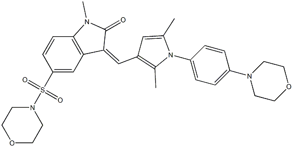 (Z)-3-((2,5-DIMETHYL-1-(4-MORPHOLINOPHENYL)-1H-PYRROL-3-YL)METHYLENE)-1-METHYL-5-(MORPHOLINOSULFONYL)INDOLIN-2-ONE Struktur