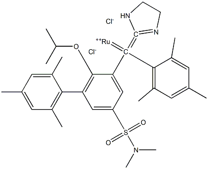 1,3-BIS(2,4,6-TRIMETHYLPHENYL)-4,5-DIHYDROIMIDAZOL-2-YLIDENE[2-(I-PROPOXY)-5-(N,N-DIMETHYLAMINOSULFONYL)PHENYL]METHYLENERUTHENIUM (II) DICHLORIDE Struktur