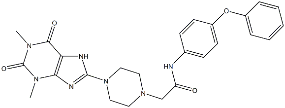 2-[4-(1,3-DIMETHYL-2,6-DIOXO-2,3,6,7-TETRAHYDRO-1H-PURIN-8-YL)PIPERAZIN-1-YL]-N-(4-PHENOXYPHENYL)ACETAMIDE Struktur