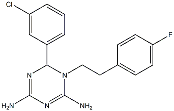 6-(3-CHLORO-PHENYL)-1-[2-(4-FLUORO-PHENYL)-ETHYL]-1,6-DIHYDRO-[1,3,5]TRIAZINE-2,4-DIAMINE Struktur