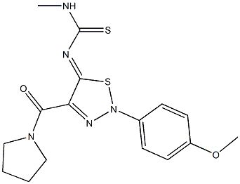 N-[(5Z)-2-(4-METHOXYPHENYL)-4-(PYRROLIDIN-1-YLCARBONYL)-1,2,3-THIADIAZOL-5(2H)-YLIDENE]-N'-METHYLTHIOUREA Struktur