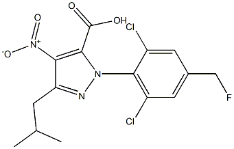 1-[2,6-DICHLORO-4-(FLUOROMETHYL)PHENYL]-3-(2-METHYLPROPYL)-4-NITRO-1H-PYRAZOLE-5-CARBOXYLIC ACID Struktur