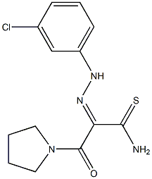 (2Z)-2-[(3-CHLOROPHENYL)HYDRAZONO]-3-OXO-3-PYRROLIDIN-1-YLPROPANETHIOAMIDE Struktur