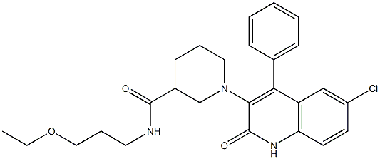 1-(6-CHLORO-2-OXO-4-PHENYL-1,2-DIHYDRO-3-QUINOLINYL)-N-(3-ETHOXYPROPYL)-3-PIPERIDINECARBOXAMIDE Struktur