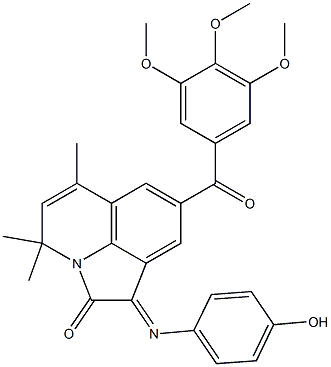 (E)-1-(4-HYDROXYPHENYLIMINO)-4,4,6-TRIMETHYL-8-(3,4,5-TRIMETHOXYBENZOYL)-1H-PYRROLO[3,2,1-IJ]QUINOLIN-2(4H)-ONE Struktur