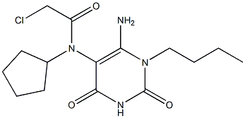 N-(6-AMINO-1-BUTYL-2,4-DIOXO-1,2,3,4-TETRAHYDROPYRIMIDIN-5-YL)-2-CHLORO-N-CYCLOPENTYLACETAMIDE Struktur