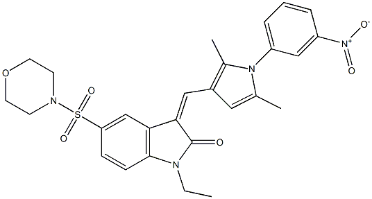 (Z)-3-((2,5-DIMETHYL-1-(3-NITROPHENYL)-1H-PYRROL-3-YL)METHYLENE)-1-ETHYL-5-(MORPHOLINOSULFONYL)INDOLIN-2-ONE Struktur