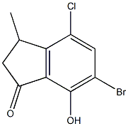 6-BROMO-4-CHLORO-7-HYDROXY-3-METHYLINDAN-1-ONE Struktur