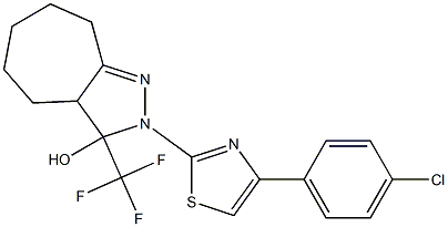 2-[4-(4-CHLOROPHENYL)-1,3-THIAZOL-2-YL]-3-(TRIFLUOROMETHYL)-2,3,3A,4,5,6,7,8-OCTAHYDROCYCLOHEPTA[C]PYRAZOL-3-OL Struktur