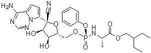 CAS # 1809249-37-3, Remdesivir, GS-5734,(2S)-2-{(2R,3S,4R,5R)-[5-(4-Aminopyrrolo[2,1-f][1,2,4]triazin-7-yl)-5-cyano-3,4-dihydroxy-tetrahydro-furan-2-ylmethoxy]phenoxy-(S)-phosphorylamino}propionic acid 2-ethyl-butyl ester