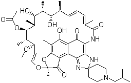 CAS 登錄號(hào)：72559-06-9 (76609-88-6), 利福布汀, 利福布丁, 4-N-異丁基螺哌啶利福霉素 S