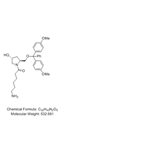6-amino-1-((2S,4R)-2-((bis(4-methoxyphenyl)(phenyl)methoxy)methyl)-4-hydroxypyrrolidin-1-yl)hexan-1-