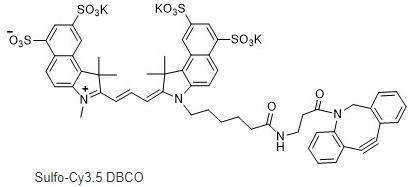 sulfo-Cy3.5-DBCO，磺酸基-花青素Cy3.5二苯并環(huán)辛炔,水溶性-CY3.5-DBCO