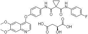 CAS 登錄號(hào)：1140909-48-3, Cabozantinib (S)-蘋果酸鹽, N-[4-[(6,7-二甲氧基-4-喹啉基)氧基]苯基]-N'-(4-氟苯基)-1,1-環(huán)丙烷二甲酰胺 (S)-蘋果酸鹽