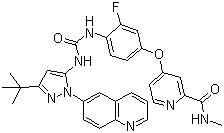 CAS 登錄號：1020172-07-9, DCC-2036, N-[3-叔丁基-1-(喹啉-6-基)-1H-吡唑-5-基]-N'-[2-氟-4-[(2-(甲基氨基甲?；?吡啶-4-基)氧]苯基]脲