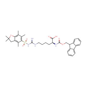 Fmoc-HomoArg(Pbf)-OH，N-芴甲氧羰基-N'-(2,2,4,6,7-五甲基二氫苯并呋喃-5-磺酰基)-L-高精氨酸