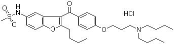 CAS 登錄號(hào)：141625-93-6, 鹽酸決奈達(dá)隆, N-[2-丁基-3-[4-[3-(二丁基氨基)丙氧基]苯甲?；鵠-5-苯并呋喃基]甲磺酰胺鹽酸鹽