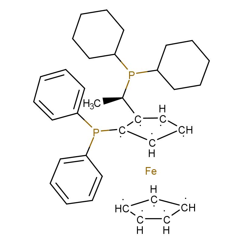 155806-35-2 (R)-1-1[(S)-2-(二苯基膦)二茂鐵]乙基二環(huán)已基膦 結(jié)構(gòu)式圖片