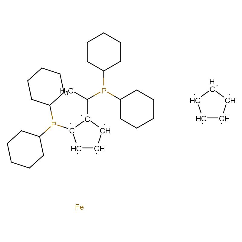 167416-28-6 (R)-1-[(S)-2-( 二環(huán)己基膦基)二茂鐵基]乙基二環(huán)己基膦 結(jié)構(gòu)式圖片