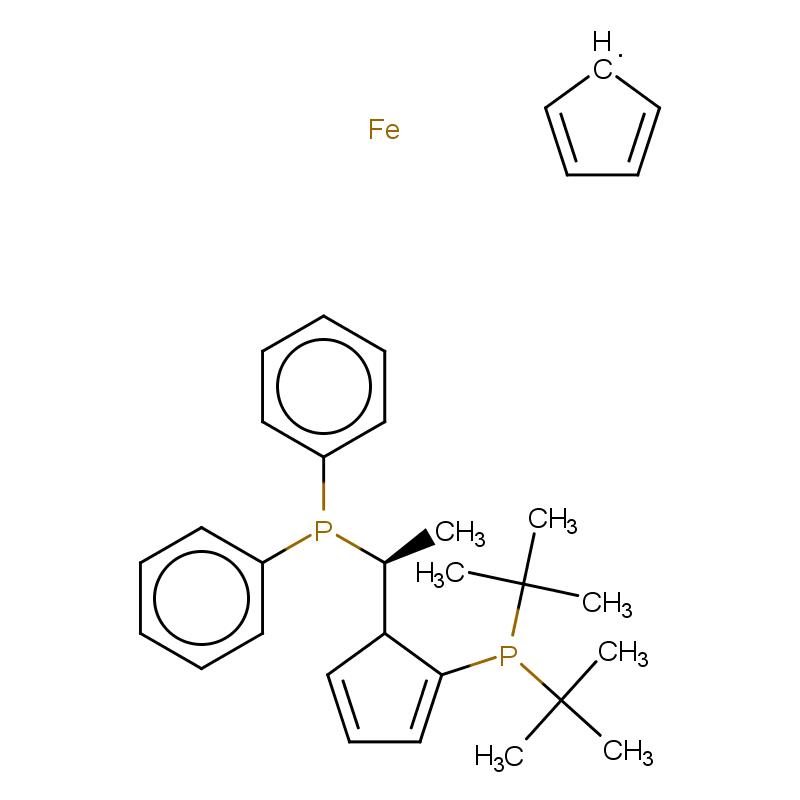 223120-71-6 (R)-1-[(SP)-2-(二叔丁基膦)二茂鐵]乙基二苯基膦 結(jié)構(gòu)式圖片