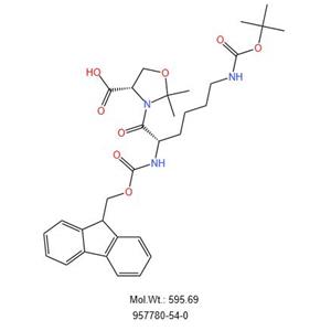 (4S)-3-[(2S)-6-[[叔丁氧羰基]氨基]-2-[[芴甲氧羰基]氨基]-1-氧代己基]-2,2-二甲基-4-惡唑烷羧酸 957780-54-0