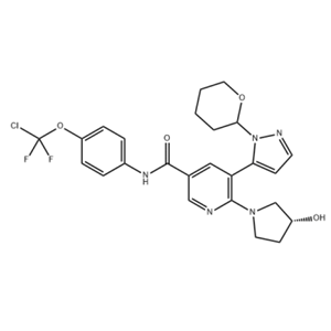 3-Pyridinecarboxamide, N-[4-(chlorodifluoromethoxy)phenyl]-6-[(3R)-3-hydroxy-1-pyrrolidinyl]-5-[1-(tetrahydro-2H-pyran-2-yl)-1H-pyrazol-5-yl]-