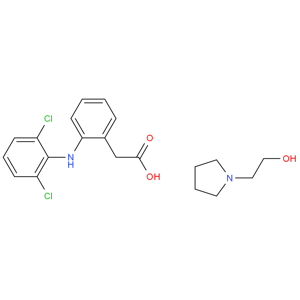 2-[(2,6-二氯苯基)氨基]苯乙酸 2-吡咯烷乙醇鹽，雙氯芬酸依伯胺